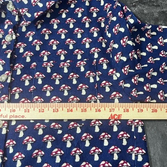 SM Wardrone Mushroom All Over Print Button Down Corduroy Long Sleeve Top Small - Picture 5 of 9